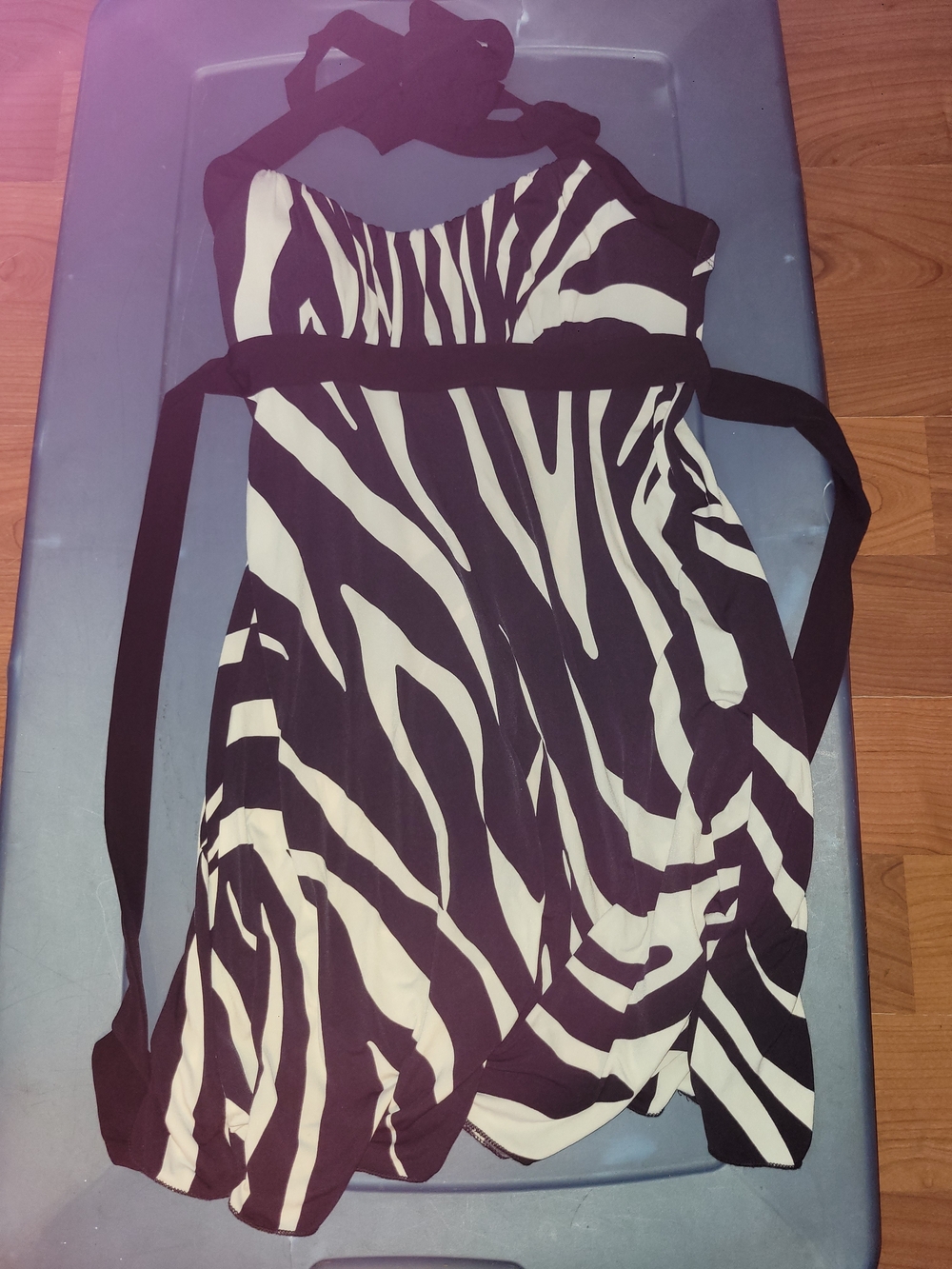 Black and White Zebra Print Halter Dress